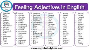 Feeling Adjectives In English English Study Here English Adjectives English Study Adjectives