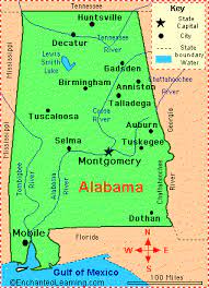 Map of the united states with alabama highlighted. Alabama Facts Map And State Symbols Enchantedlearning Com