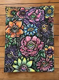 Floral Commission Original Mixed Media Art Art Drawings Hippie Art Psychedelic Art