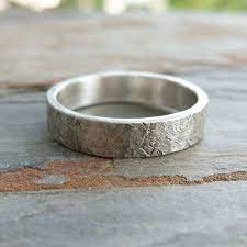 Rugged Stone Texture Wedding Band For Men Or Women Super Distressed Silver Stone Ring 5mm Flat Band In Textured Wedding Band Mens Wedding Bands Rock Rings