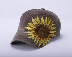 Hand Painted Sunflower Baseball Cap Women Men Cute Pink Red Etsy Painted Hats Painted Cap Womens Baseball Cap