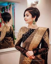 Black And Gold Combination Blouse Designs Manushifashion Latest Trendy Designer Stylish Attractive Black Blouse Wedd In 2020 Designer Saree Blouse Patterns Silk Saree Blouse Designs Bridal Blouse Designs