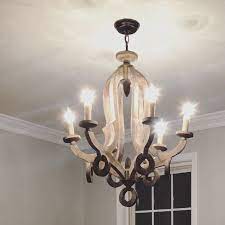 Parrotuncle 6 light wooden chandelier, antique white $199.00. Avelina 6 Light Candle Style Empire Chandelier Wood And Metal Chandelier Chandelier Lighting Chandelier