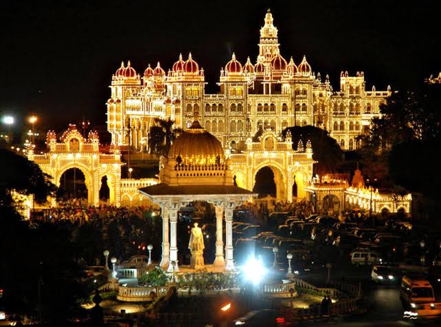 Mysore Palace illuminated at night. Source: The Hindu