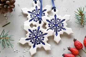Ceramic Christmas Ornaments Snowflake Ornaments Set Of 3 Handmade Christmas Decorations Christmas Ornaments Ornament Set