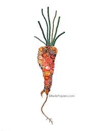 Carrot Buttons Button Art Heirloom Carrot Kitchen Wall Art Root Vegetable Art Swarovski Crystal Rhine Button Art Vintage Jewelry Art Vintage Jewelry Repurposed