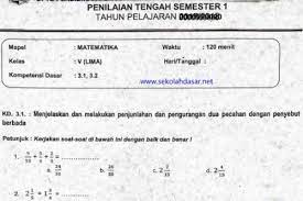 Maybe you would like to learn more about one of these? Soal Uts Penilaian Tengah Semester 1 Matematika Kelas 5 Sekolahdasar Net