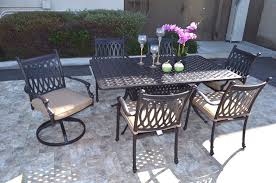 7pc Dining Set Cast Aluminum Patio Furniture With Nassau 42 X72 Rectangle Table N In 2020 Cast Aluminum Patio Furniture Aluminum Patio Furniture Wicker Dining Chairs