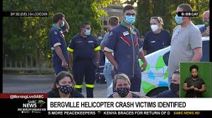 Traffic is backed up in durban after a helicopter crashed in the umgeni river near the umgeni road/n2 interchange on monday morning. Bergville Helicopter Crash Victims Identified Youtube