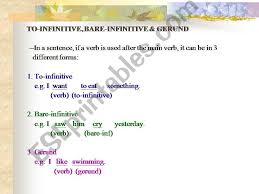The bare infinitive is used after modal auxiliary verbs. Bare Infinitive To Infinitive And Gerund Gerund Mutfxo