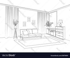 Home Living Room Interior Outline Sketch Of Vector Image Ad Room Interior Ho Interior Design Living Room Living Room Interior Interior Design Drawings