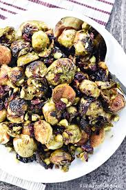 Once the roasted brussels sprouts have finished cooking, toss. Roasted Brussels Sprouts With Balsamic Pistachios Cranberries Fivehearthome