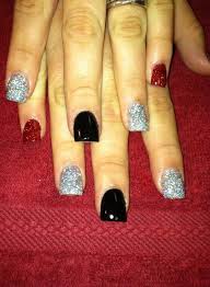 Black And Red Acrylic Nail Ideas Red Black And Silver Nails Redglitter Silverglitter Flatblack Glitter Awesomenails Nailsbyamber Red And Silver Nails Silver Nails Red Black Nails