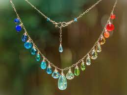 Rainbow Gemstone Necklace Precious Stone Necklace Multi Etsy Multi Gemstone Necklace Gemstone Necklace Precious Stones Necklace