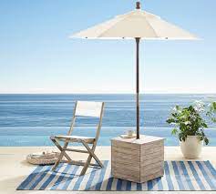 Yaheetech 7.5/9/11ft patio garden umbrella with 20in fillable base, outdoor market table umbrella with push button tilt and crank, polyester umbrella w/base included for garden, lawn, beach, pool. Pottery Barn Earth Day Sale Up To 30 Off Eco Friendly Furniture Home Decor Patio Umbrella Stand Umbrella Table Patio Umbrella