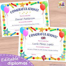 Free printable preschool diploma, great diploma to give to children that just learned basic skills and completed the preschool. Certificate Template Editable Diploma For Kids Tea Time Monkeys