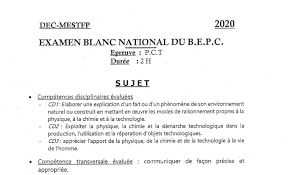 L'examen national unifié sous haute surveillance. Sujet Et Corrige Bepc Blanc National 2020 Pct
