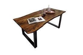 Finebuy retro esstisch 120 x 80 x 75 cm mdf schwarz real. Esstisch Baumkante Massiv Akazie Nussbaum 120x80 Schwarz Quinn
