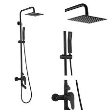 Additionally, this is a finish that you won't find in pvd. Shower System Matte Black Wall Mount Bathroom Shower Fixtures With 8 Inch Dual Shower Head Overstock 33783642