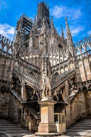 Sculpture And Courtyard On The Terrace Of The Duomo Di Milano Milan Cathedral Milan Italy Milan Cathedral Cathedral Cathedral Architecture