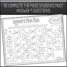 Geometric Mean Maze Worksheet Solving Equations Theorems Maze
