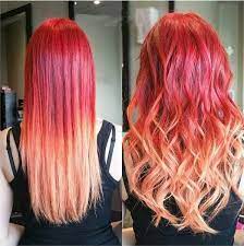 Red To Blonde Mermaid Ombre Dip Dye Indian Remy Clip In Hair Extensions Tc1056 Bright Red Hair Color Pink Ombre Hair Bright Red Hair