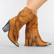 Cowboy boots refer to a specific style of riding boot, historically worn by cowboys. Camel Suede Cowboystiefel Mit Fransen Und Silber Nase Uwantisell De