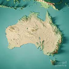 Australia 3d Render Topographic Map Australia Map Topographic Map Amazing Maps