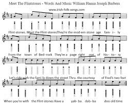 The Flintstones Theme Song Sheet Music Notes Irish Folk Songs