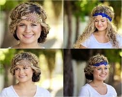 steckfrisuren fur langes lockiges haar mit haarband boucler ses cheveux naturellement coiffure cheveux boucles coiffure