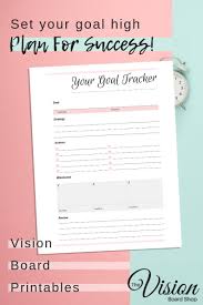 Your Goal Tracker Vision Board Printable Goal Setting Etsy In 2020 Goals Worksheet Vision Board Vision Board Party