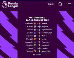 The opening fixtures for the 2021/2022 premier league season! B Fwkmonium3jm