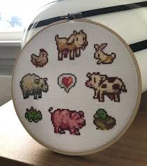 >> hens, ducks and farmyard animal patterns Made My Boyfriend A Cross Stitch With Some Of Our Favorite Sdv Friends Stardewvalley