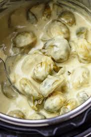 2 Minutes Instant Pot Creamy Brussels Sprouts With Garlic Cream Cheese Parmesan Sauce Instant Pot Recipes Recipes Brussels Sprouts Recipe