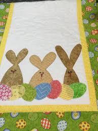 Easter Table Runner Quilt Easter Eggs Rabbits Quilted Table Easter Table Runners Quilted Table Runners Applique Table Runner