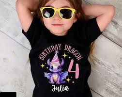 Dragon Birthday Family Shirts, Custom Birthday Toddler Dragons, Four Pink  Purple Dragon Family T-shirts Fantasy Princess Party Group Tshirts