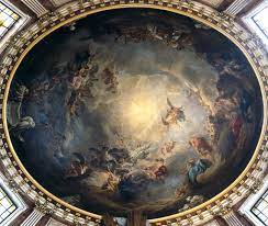 His works usually are huge, vastly peopled canvases depicting allegorical, biblical, or historical subjects in splendid colour and set in a framework of classicizing renaissance architecture. Ceiling Painting By Pierre Jean Baptiste Marie