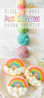 Slice N Bake Rainbow Sugar Cookies Are Made From A Soft Vanilla Sugar Cookie Dough Rolled In Layers Then Rainbow Sugar Cookies Sugar Cookies Rainbow Cookies
