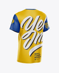 Men S T Shirt With V Neck Mockup Back Half Side View In Apparel Mockups On Yellow Images Object Mockups Mens Tshirts Design Mockup Free Mockup