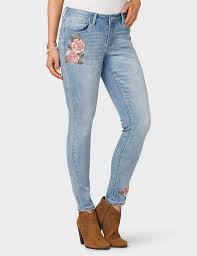 Signature Fit Distressed Embroidered Skinny Jeans Dressbarn Skinny Jeans Skinny Dressbarn