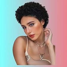 Amazon.com : SCGHBK Short Curly Human Hair Wigs Brazilian Virgin Hair Wigs  Afro Kinky Curly Wig for Black Women 150% Density Pixie Cut Curly Wigs :  Beauty & Personal Care