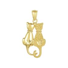 Capacity, less than 1 cu/in. 14k Yellow Gold Cat Charm