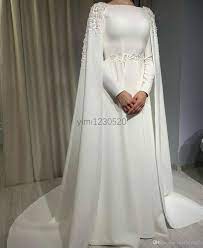New Arabic Wedding Dresses 2020 Bateau Sweep Train Appliques Beads Garden Country Chapel Bridal Gowns Vestidos De Novia Plus Size Mermaid Wedding Dresses Uk Mer Cape Wedding Dress Arabic Wedding Dresses