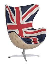 Arne Jacobsen S Egg Chair Customized By Andrew Martin Union Jack Decor Union Jack Modern Classic Furniture