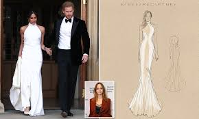 Meghan markle changed into a stella mccartney dress for the evening reception celebrating her marriage to prince harry, hosted by prince charles. Stella Mccartney To Sell 3 500 Replicas Of Meghan S Wedding Reception Dress Daily Mail Online