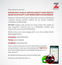 We did not find results for: Zenith Bank Plc Zenith Bank Does Not Have A Whatsapp Customer Service Number Do Not Engage With Anyone Who Redirects You To A Whatsapp Number Zenithbank Zenithcares Facebook