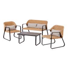 Mainstays Calebasse Banana Leaf 4 Piece Patio Conversation Set Walmart Com Outdoor Furniture Ideas Patio Chairs Patio Furnishings Patio Furniture Layout