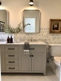 But painting the bathroom is a bit different than painting other areas of the home. Greige Bathroom Cabinets Diy Diy Backsplash Diy Bathroom