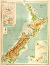 Physical map of new zealand showing major cities, terrain, national parks, rivers, and surrounding countries with international borders and outline maps. New Zealand Detailed Map Of New Zealand With Four Inset Plans Of The Harbours And Environs Of Auckland Christchurch Lyttelton Dunedin And Wellington And Small Inset Map Of Stewart Island Von Bartholomew