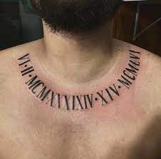 We find various celebs in sports and music industry adopting these types of tattoos. Got A New One Collar Tattoo Roman Numerals Grand Parents Date Of Birth Tattoodesigns